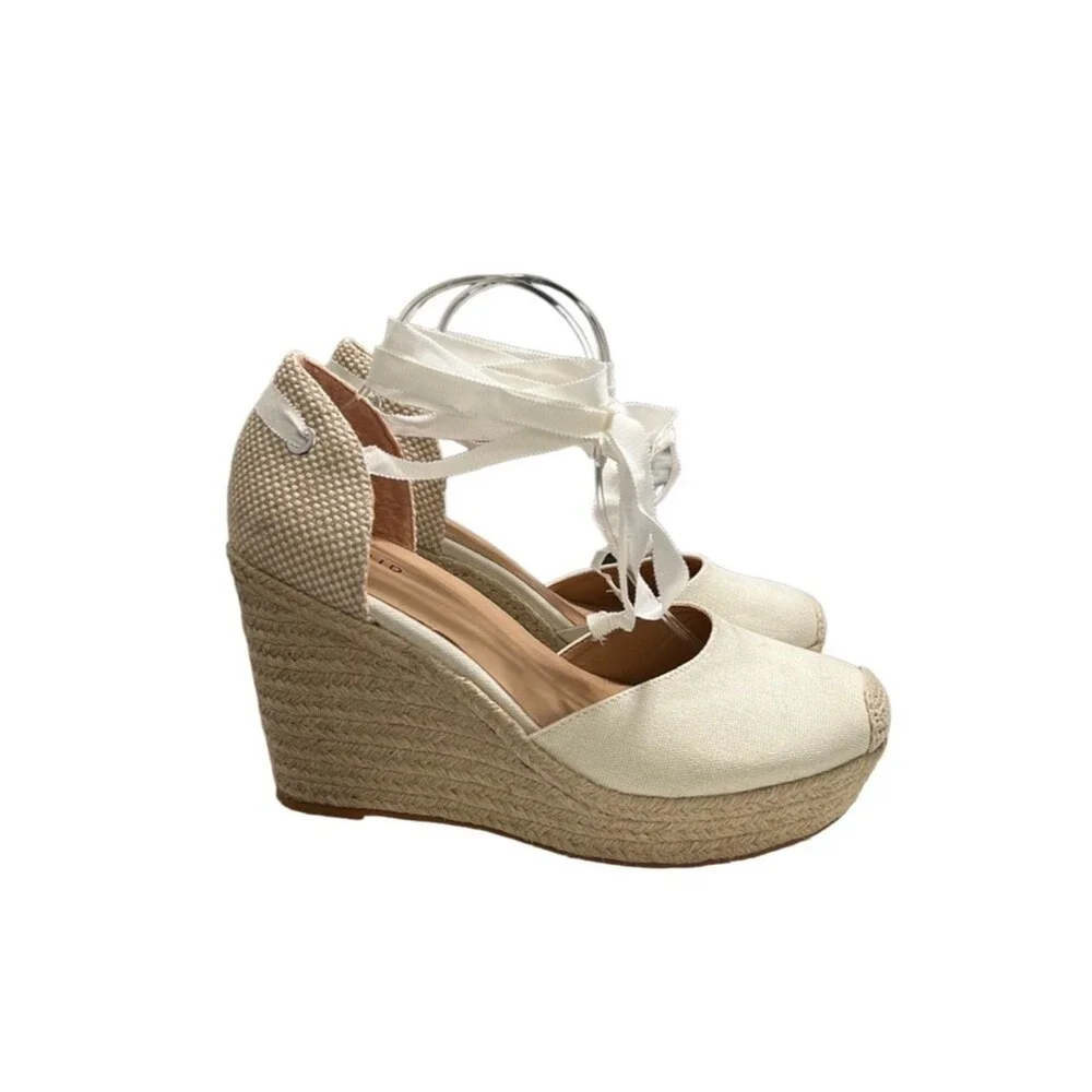 Torrid Natural Canvas Espadrille Wedges Size 11WW